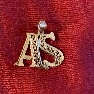 14K REAL GOLD  “AS” Initial Pendant